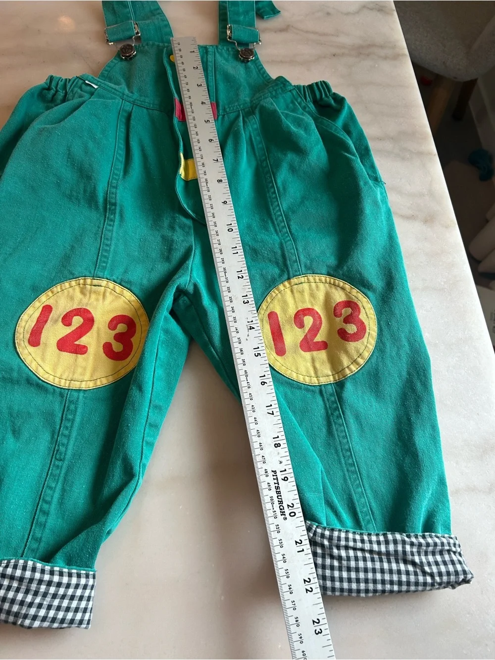Kids Green Number Patch Overalls